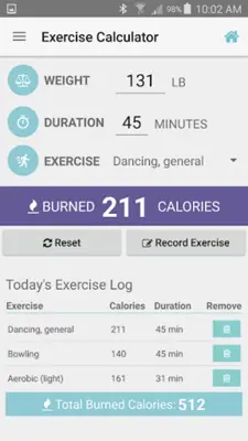 Exercise Calculator android App screenshot 13