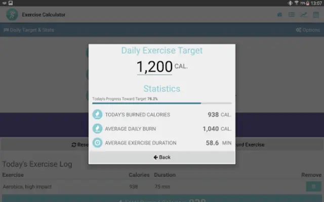 Exercise Calculator android App screenshot 4