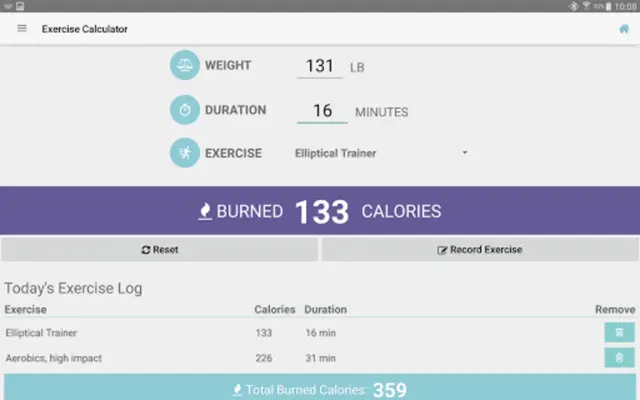 Exercise Calculator android App screenshot 6